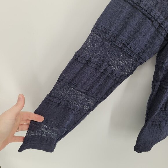 Denim & supply Ralph Lauren Womens XL navy blue blouse semi sheer lace detail - Picture 3 of 10